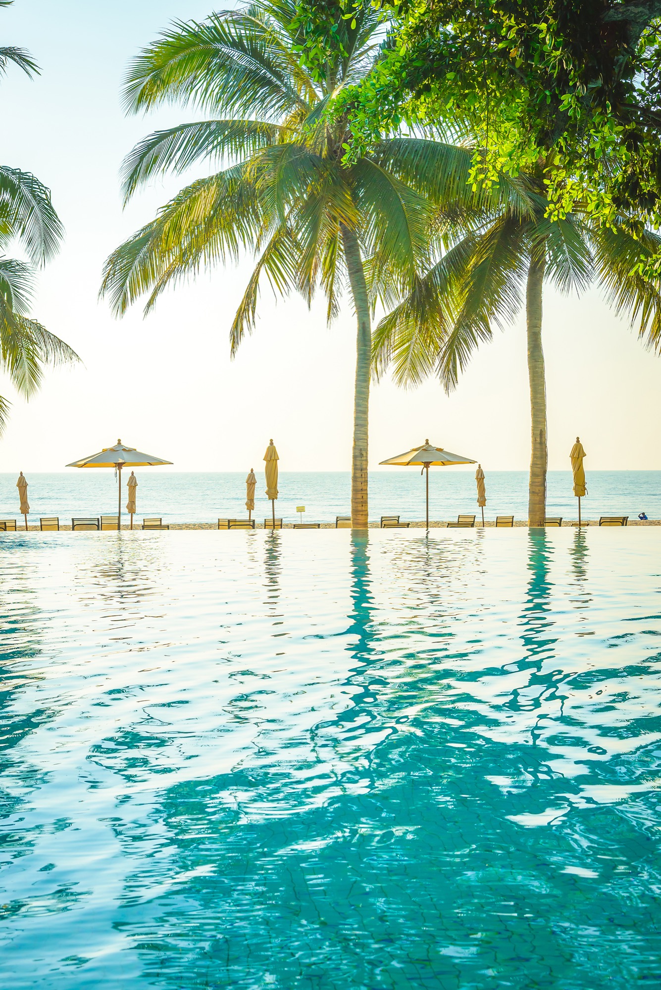 Infinity pool at a luxury beachfront resort