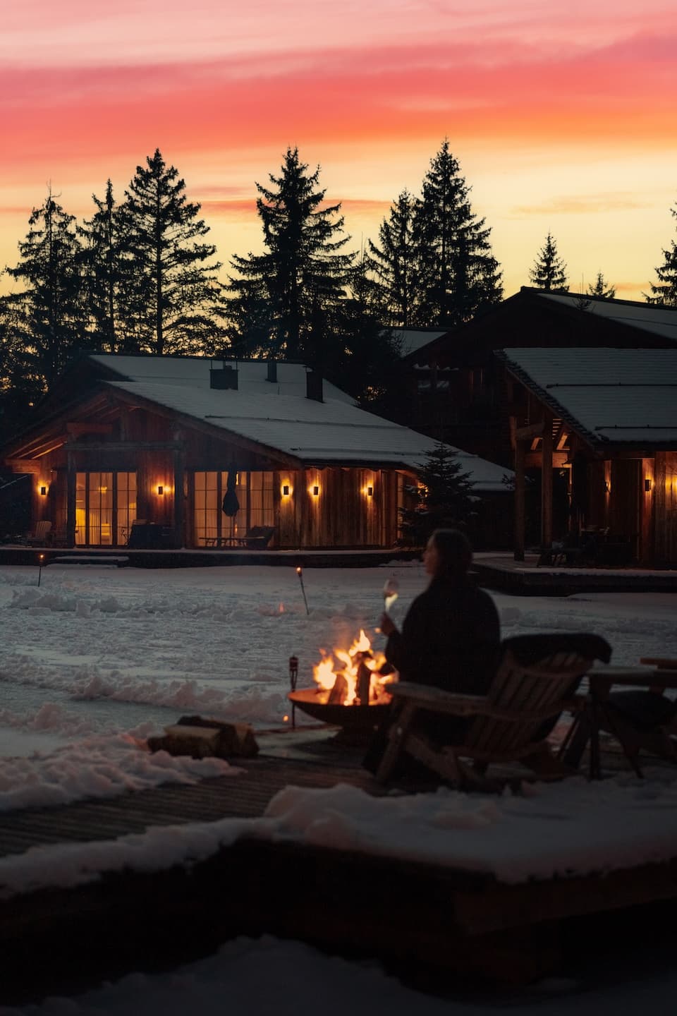Lodge-style luxury hotel exterior